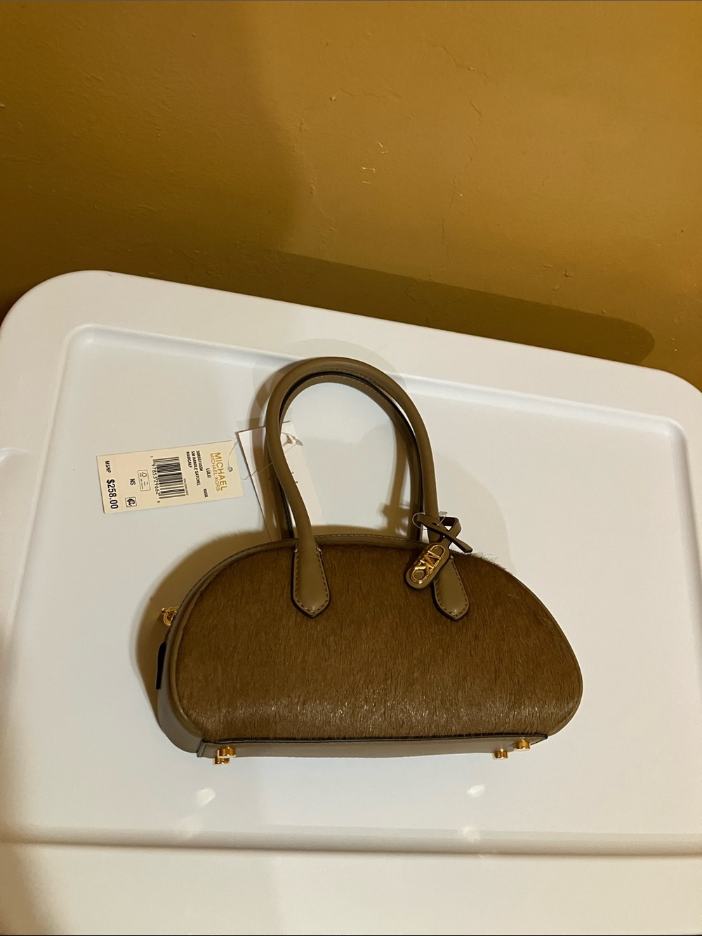 Michael Kors LULU Husk SM Handle Satchel Haircalf - Picture 11 of 14